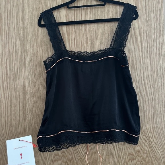 ROUJE TOP CAMI BRAND NEW WITH TAGS SUMMER LACE ROSE SILK BLACK PINK UK10 M EU38 - Picture 10 of 11